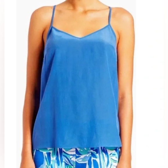 Lilly Pulitzer-Dusk silk tank top-Ariel Blue-Size Medium-NWT - Picture 6 of 13